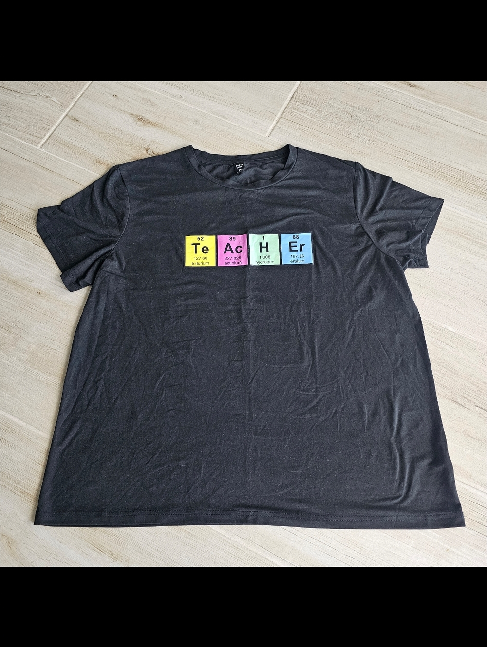 SHEIN Curve Black Crew Neck Periodic Table Teacher Tee Size 2XL